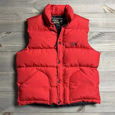 Vtg Mountain Hardwear Puffer Vest Mens Medium Goose Down 550 Fill Red Snap Zip • $70.40
