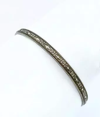 Vintage Sterling Bangle Bracelet W Floral & Diamond Motif • $30