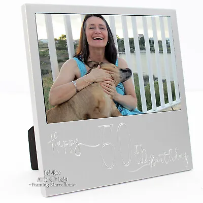 New Engraved Silver 50th Birthday Photo Frame Gift Celebration Memory Picture • £14.55