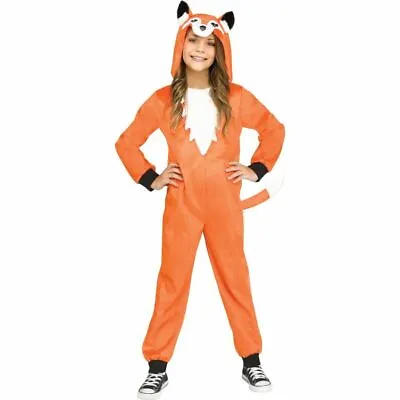 Child Orange Fox Hooded Jumpsuit Tail Boys/Girls Halloween Costume S M L XL • $27.96