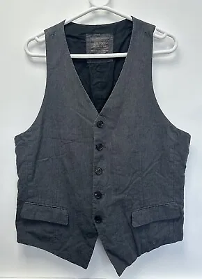 Allsaints Spitalfields Grey Cotton Linen Blend Suit Waistcoat Size 40 Men’s • £49.99