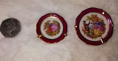2 Vintage Minature Plates Meissner LImoges France Romantic Couple Gilded • £18