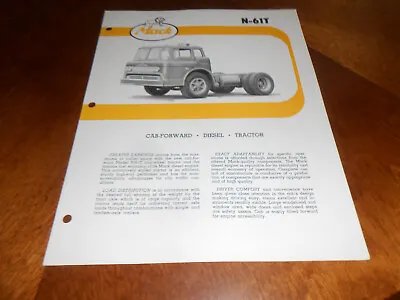 1958 MACK N-61T CAB FORWARD TRUCK 4 P. BROCHURE / CATALOG Features Options +++ • $10.99