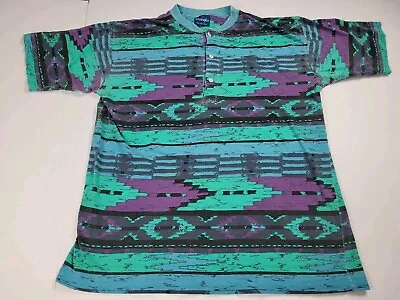 Wrangler Tshirt Fresh Prince Psychedelic Henley Vintage 80s 90s Medium • $40