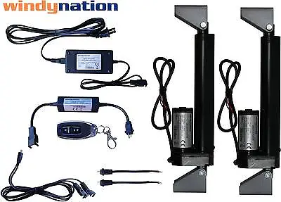 WindyNation 2pcs 12V Linear Actuator + Power Supply + Remote Control + Brackets • $161.99