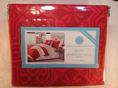 Martha Stewart GALLERY TILE Twin Reversible Red Flannel Comforter Cover • $69.99