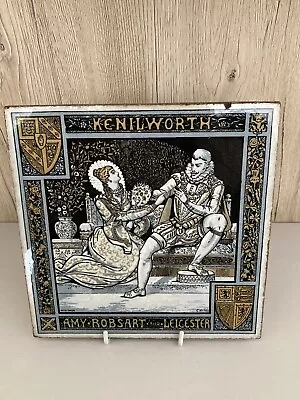 Antique Victorian Mintons Moyr Smith Waverley 8   Tile  Kenilworth C1877-78 • £75