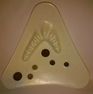 Atomic Speckled Vintage MCM 1950 Triangle & Coins ASHTRAY Nice 13” Sides Awesome • $38