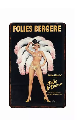 French  Advertising 1930s Folies Bergere All Metal Tin Sign  8 X 12 • $14.95