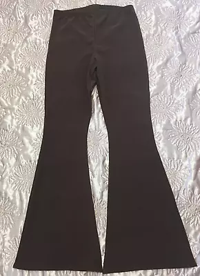 Brown Stretch Flared Trousers. Size L. Tall. • £6.50