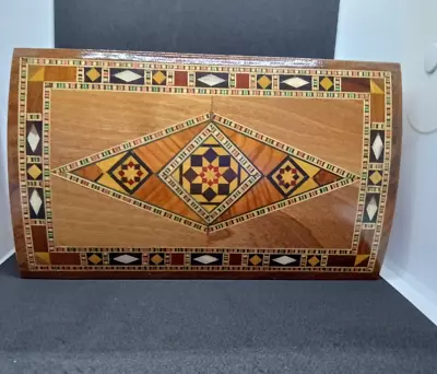 Arabian Mosaic Wooden Lined Jewelry Trinket Box - Pre-owned Condition • $20