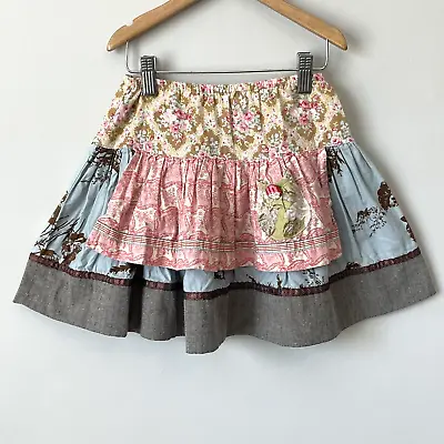Matilda Jane Apron Skirt Size 4 Westside Gretta Calico Pink Brown Blue Floral • $39.49