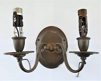 Vintage Brass Double Electric Candle Style Double Socket Wall Sconce Light • $17