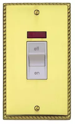 MK K4336 POB W Grosvenor Plus 45A DP Oven Cooker Switch Neon - Polished Brass • £10.99