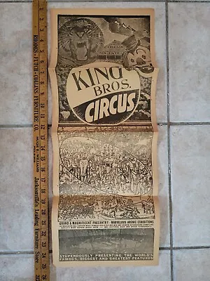 Vintage Double Sided King Bros Poster Circus Banner Brothers Sign Herald DS • $42.15
