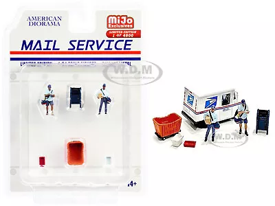 Mail Service 6 Pc Diecast Figures & Accessories Set 1/64 American Diorama 76491 • $11.99