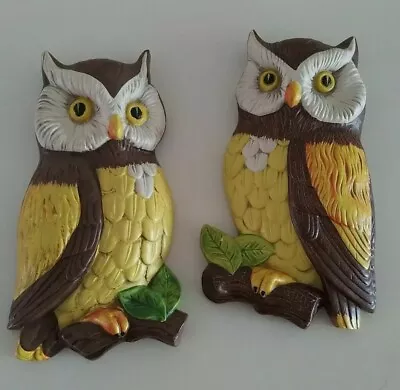 Vintage Lefton Ceramic Owl Wall Plaques Red Label Japan Retro 1960's 1970's • $25.99