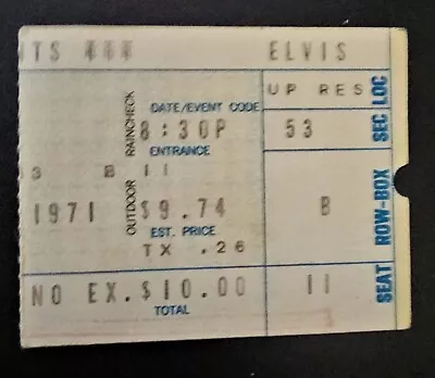 Elvis Presley Original Concert Ticket Cincinnati Ohio 11/11/1971 • $95