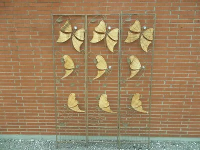 Vintage Boho Chic Mid Century Wicker Butterfly 3 Panel Room Divider Screen • $425