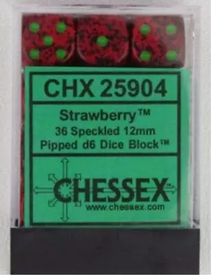 Chessex Dice D6 Sets Strawberry Speckled 36 12mm Six Sided Die CHX 25904 • $8.98
