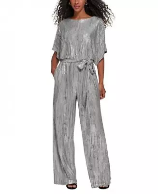 New $129 Jessica Howard  Women's Belted Metallic Short Sleeve Jumpsuit A3088 • $29.99