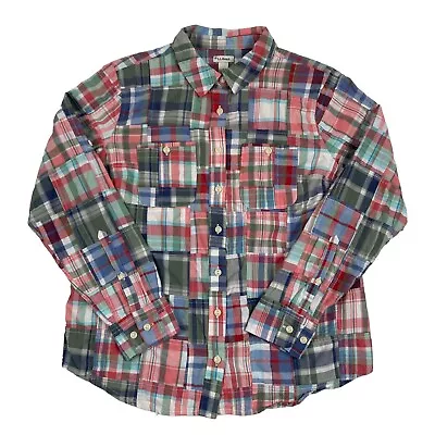 LL Bean Plaid Patchwork Madras Button Up Shirt Long Sleeve Cotton Size PS • $24