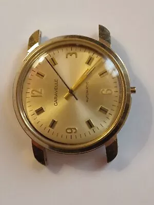 Mens Vintage CARAVELLE AUTOMATIC Watch Ticking Spares Or Repairs ( Needs Winder • £14.99