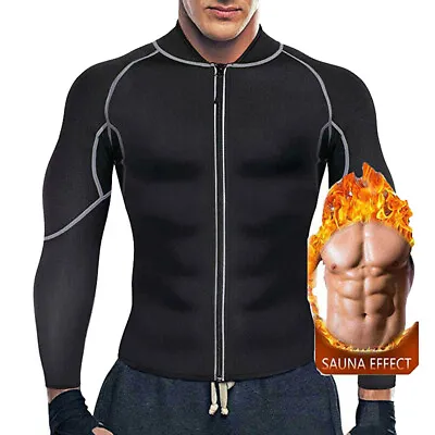 $29.79 • Buy Men Neoprene Sweat Hot Sauna Suit Muscle Training Body Shaper Gym Workout Shirt