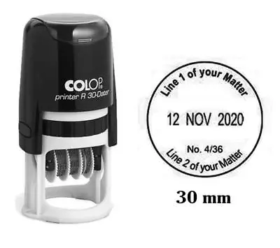 $29.69 • Buy Self Inking COLOP R30 Round Custom Rubber Stamp With Date Personalized|COLP-C17