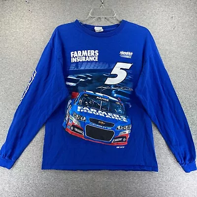 Kasey Kahne Mens Shirt Large Blue NASCAR Farmers Insurance 5 Long Sleeve Knit • $12.66