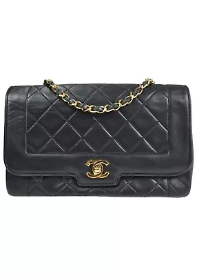 Authentic CHANEL Quilted Single Chain Shoulder Bag Black Leather Vintage • $2960