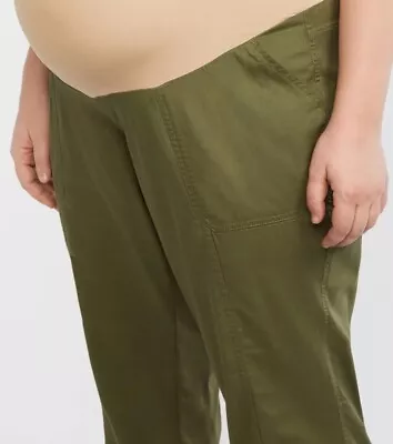 Motherhood Maternity Secret Belly Green Twill Straight Leg Pants Size - 2XL NWT • $6.99