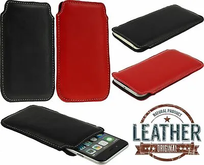 Genuine Lamb Leather Handmade Smooth Case Cover Pouch Sleeve For Mobile Phones • £10.19