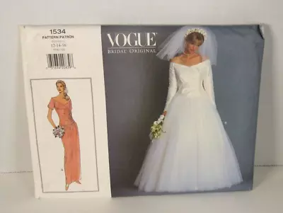 Vogue Bridal Original 1534 Wedding Dress - Bridesmaid Misses' 12-16 Pattern UC • $10.99