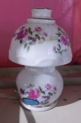 Vintage UL Porcelain Electric Night Light Portable 5  Lamp Moss Rose • $10