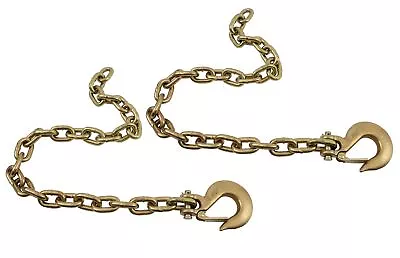 (2 Pack) 3/8  X 36  Grade 70 Trailer Safety Chains W/ Forged Hook & Safety Clip • $33.99