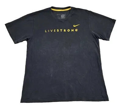 Nike Livestrong Shirt Mens Large Black Lance Armstrong Athletic Tee Adult A12 • $16