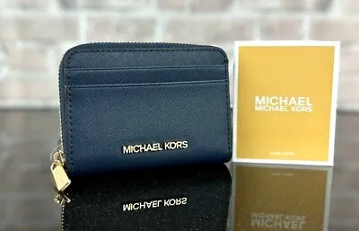 Michael Kors Jet Set Travel Leather Medium Zip Around Card Case Wallet Bag $188 • $49