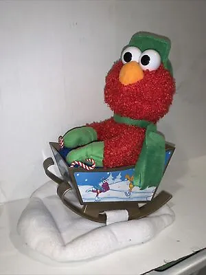 Kurt Adler Sesame Street Christmas Elmo On Snow W/ Sled Animated Rocks & Sings • $47.49
