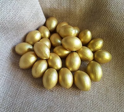 Set Of 8 Small Golden Wooden Eggs Decorate For Easter Pysanky Pysanka Handmade • $9