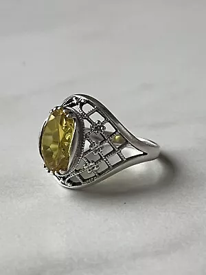 Vintage Russian Soviet Sterling Silver 875 Ring Citrine USSR Women's Jewelry • $89