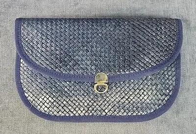 Vintage Trimingham’s Bermuda Blue Woven Straw Clutch Evening Bag Italy 60s MAAF • $100