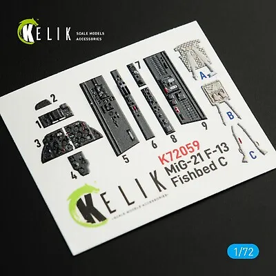 MiG-21 F-13 Interior 3D Decals For Revell Model Kit Scale 1:72 KeliK K72059 • $11.70