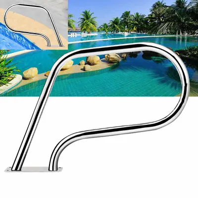 Swimming Pool Handrail Stainless Steel Pool Spa Hand Rail Ladder Handrail W/Base • $65.55