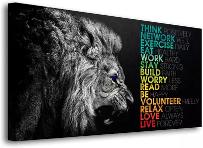 Lion Canvas Print Wall Art Motivational Inspirational Quotes Picture W/Frame  • $67.69