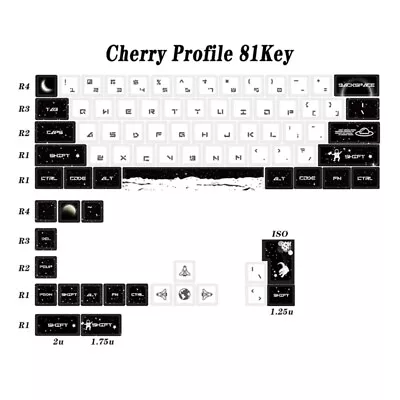 81-Key DYE-SUB Keycap Cherry-Profile Outer Space Keycaps For Gaming Mechanical • $52.27