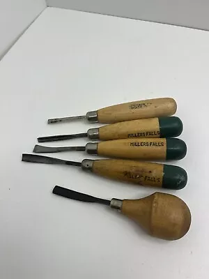 VINTAGE MILLERS FALLS WOOD CARVING Chisel Set Of 5 • $45