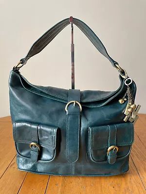 Butterfly Matthew Williamson Teal Leather Handbag Shoulder Hobo Bag Multi Pocket • £16.99