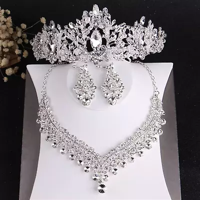 Baroque Luxury Crystal Bridal Jewelry Sets Rhinestone Tiaras African Jewelry Set • $25.99