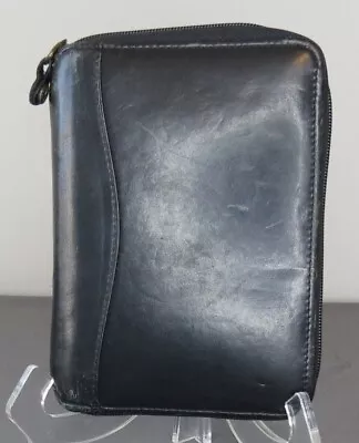 Franklin Covey Spacemaker Zip Pocket Planner Case 6 Ring Black Leather 1996 USA • $29.99